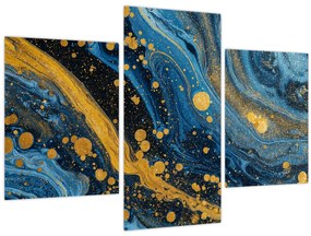 Kép - Kék absztrakció arannyal (90x60 cm)