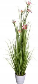 Művirágok Cserépben 100 cm Műfű És Mezei Bordó Virágok