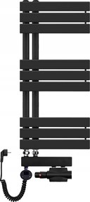 Fürdőszobai dekoratív víz-elektromos radiátor 850x400 fekete létra