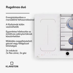 Klarstein MultiChef 4, indukciós és gáz tűzhely, 4 főzőzóna, 2 gázégő, 2 indukciós főzőlap, FlexZone