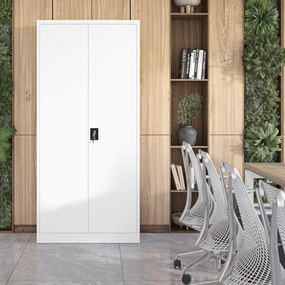 Fém iratszekrény JAN H, 900 x 1950 x 400 mm, fehér