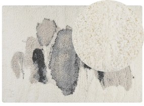Fehér és szürke hosszú szálú szőnyeg 160 x 230 cm MASIS Beliani