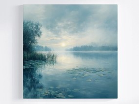 Vászonkép Canvas Tájkép Tó Fák Napfelkelte Köd 40x40