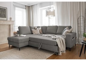 Szürke kordbársony kinyitható sarokkanapé (bal oldali) Lofty Lilly – Miuform