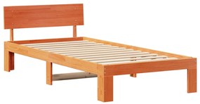 ágykeret fejtámlával viaszbarna 80x200 cm tölgyfából
