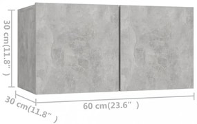 4 db betonszürke szerelt fa TV-szekrény 60 x 30 x 30 cm