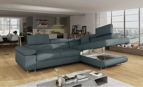 Kék kinyitható-tárolóhelyes sarokkanapé (jobb oldali-L alakú) Anton – ELTAP