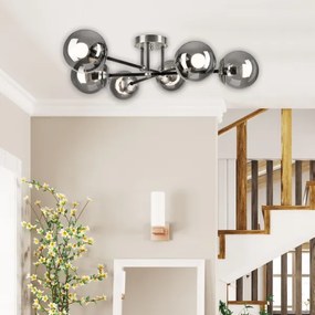 Felületre szerelhető csillár  MALENA 6xE14/5W/230V matt króm/füstös