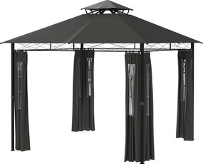 Outsunny Pavilon kb. 3 x 3 m, Kerti Sátor Oldalfallal, Partisátor Dupla Tetővel, Időjárásálló Rendezvénysátor, Kerti Pavilon, Erkélyre, Teraszra, Fém,