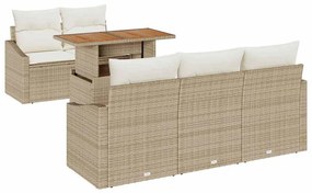 vidaXL Kerti Kanapé Szett tárolóval 6 pcs Bézs Poli rattan