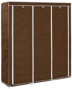 barna szövet ruhaszekrény rekeszekkel és rudakkal 150x45x175cm