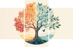 Kép – Duális fa pillangóval (90x60 cm)