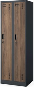 Kétrekeszes dolgozói szekrény, antracit, dió, 600x1800x500 mm: KACPER II Eco Design