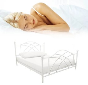 Lotti fém ágykeret ajándék ágyráccsal, több méretben és színben-Fehér 90x200 cm