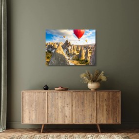 Kép - Hőlégballonok (üvegen) (70x50 cm)