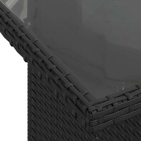 Kerti Kanapé Szett 9 pcs Fekete polirattan