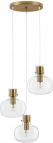 Nova Luce függeszték Cinzia átlátszó üveg fehér kábel sárgaréz arany fém E2