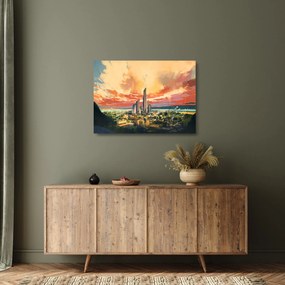 Üveg kép - Festett város (70x50 cm)