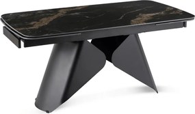 Kihúzható kerámia étkezőasztal 160–240 cm méretben, fekete márvány/fekete színben VERONA