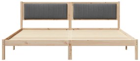 Ágykeret fejtámlával Sötétszürke 200 x 200 cm Tömör fenyőfa
