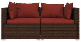 vidaXL 3 részes barna polyrattan kerti bútorszett párnákkal