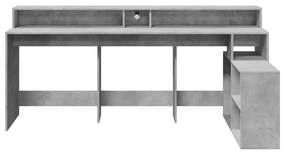betonszürke szerelt fa íróasztal LED-világítással 200x104x91 cm