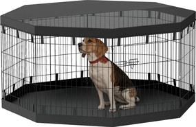 PawHut Kiskutya Játékkerítés, Kiskutya Kerítés Ajtókkal, Ablakokkal, Játékudvar Lélegző Hálóval, kisebb és közepes kutyák számára 20 kg-ig, Beltéren é