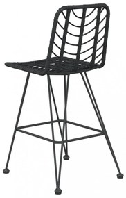 2 db bárszék fekete polietilén rattan és acél 45x56x103,5 cm