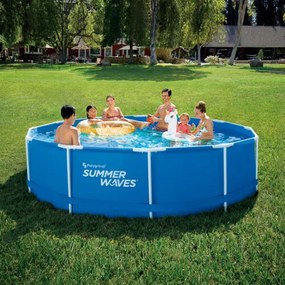 Polygroup Summer Waves® Fémlábas kék medence 3,66mx91cm, papírszűrős vízforgatóval, létrával (SW MF366X91FPD)