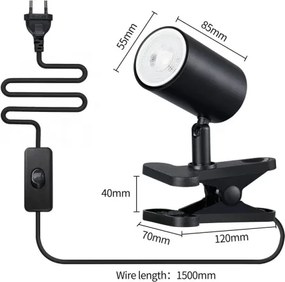 Immax 08291L - PUNTO csíptethető lámpa 1xGU10/9W/230V fekete