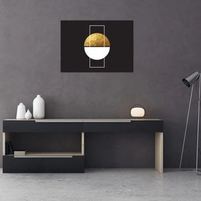 Üveg kép - Absztrakció arany és fekete N⁰1 (70x50 cm)