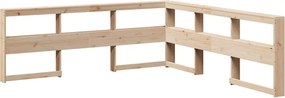 vidaXL Könyvespolc fejtámla L-alakú 180 cm tömörfa fenyőfa