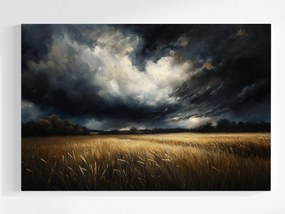Vászonkép Canvas Tájkép Mező Gabona Őz Ég Felhők Vihar 60x40
