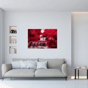 Kép - Indonéziai vízesések piros színben (90x60 cm)