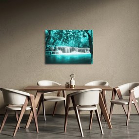 Üveg kép - Kék vízesés (70x50 cm)