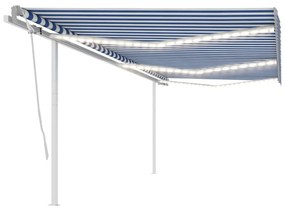 kék/fehér automata szélérzékelős és LED-es napellenző 6 x 3,5 m