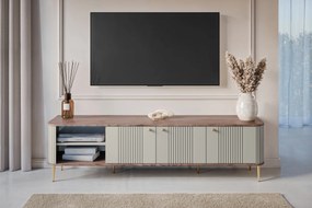 Vesper 3D TV-szekrény 187 cm - kasmír / diófa / arany színű lábak