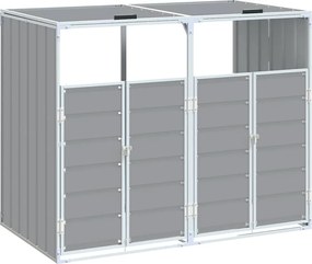 vidaXL szürke acél kerekes szemetes tároló dupla tárolókhoz 138 x 79 x 117 cm