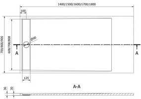 Mexen, Mexen Amon négyzet alakú téglalap alakú SMC 170 x 80 cm, fehér - 4F108017