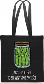 Öko Uborka pamut Táska Uborka Befőttesüveg bevásárló katicabogár fekete TT_206