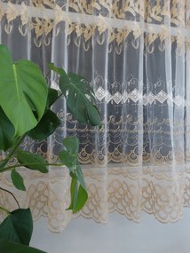 Mg Függöny organtin Korona fehér hímzés arany 270x230 szalag II