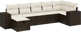 vidaXL 7 részes barna polyrattan kerti ülőgarnitúra párnákkal
