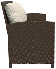 5 személyes barna polyrattan kerti kanapé párnával
