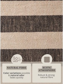 Fekete-krémszínű kétoldalas-kézi szövésű juta futószőnyeg 80x200 cm Playa – Hanse Home