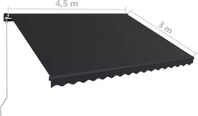 Antracitszürke kézzel behúzható napellenző 450 x 300 cm