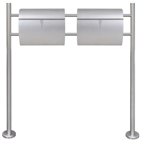 rozsdamentes acél dupla postaláda állványon