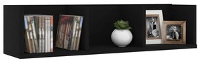 fekete szerelt fa CD-tartó fali polc 75 x 18 x 18 cm