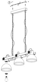 Eglo 43992 - LUBENHAM láncos csillár 3xE27/28W/230V
