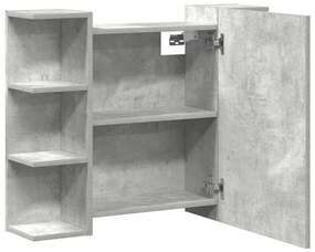 betonszürke forgácslap fürdőszobai tükör 80 x 20,5 x 64 cm