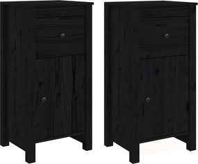 vidaXL 2 db fekete tömör fenyőfa tálalószekrény 40 x 35 x 80 cm